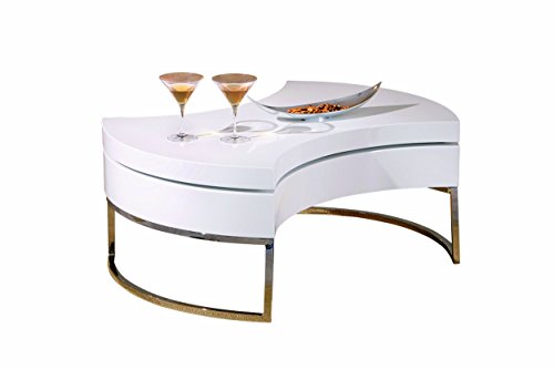 Inter Link 20800890 Couchtisch weiß hochglanz Wohnzimmertisch Wohnzimmer Tisch mit Stauraum drehbar