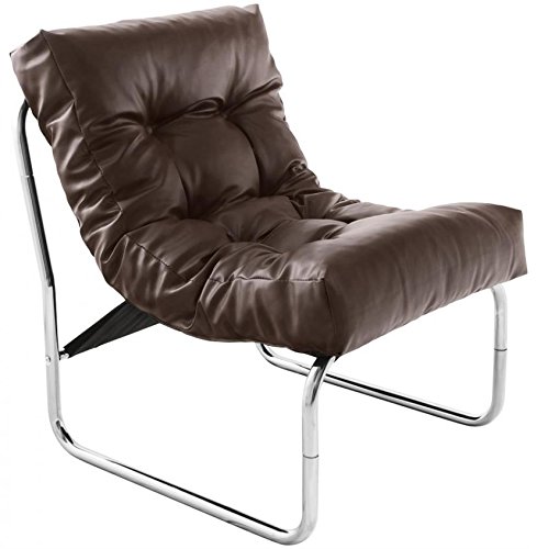 Quadratisch Modern Braun Kunstleder Lounge Stuhl