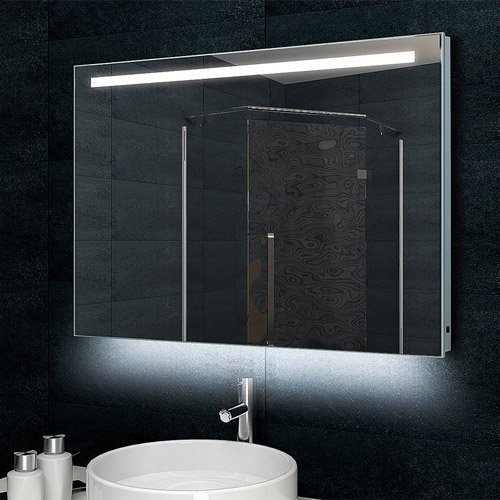 Lux-aqua Design Badezimmerspiegel Wandspiegel mit 770 Lumen Alu-Rahmen LED Beleuchtung 100 x 60 cm MLD60100