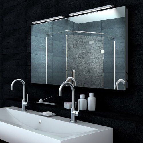 Lux-aqua Design Lichtspiegel mit 1220 Lumen Badezimmerspiegel mit Heizfolie LED 130x65 MA65130