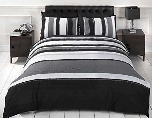 Michigan gestreifte Single schwarz grau Baumwolle-Mischung Bettbezug Set # tiorted * RH *