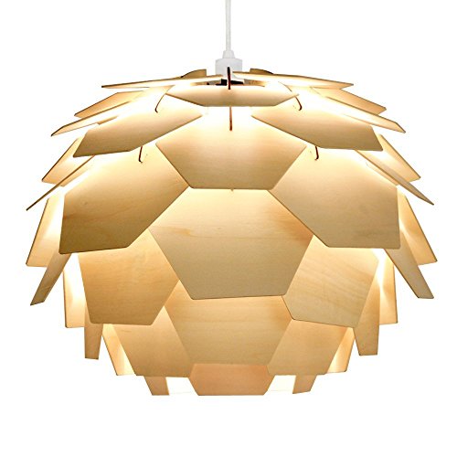 MiniSun – Moderner Lampenschirm aus Holz in Form der Artischocke und im Designerstil – für Hänge- und Pendelleuchte