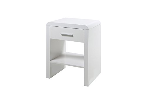 Nachttisch, Hochglanz-weiß lackiert, 1 Schubkasten, Maße: B/H/T ca. 45/59/35 cm