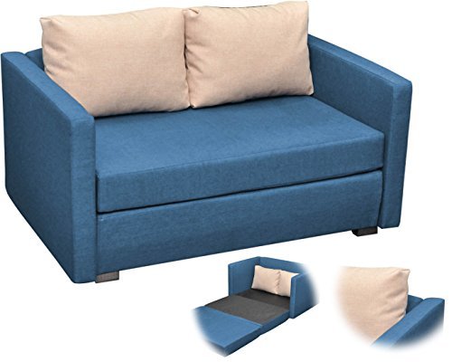 ONUX 2er Couch Sofa mit Schlaffunktion Blau