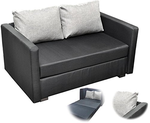 ONUX 2er Couch Sofa mit Schlaffunktion Stoff Schwarz ONUX 2er Couch Sofa mit Schlaffunktion Stoff Schwarz