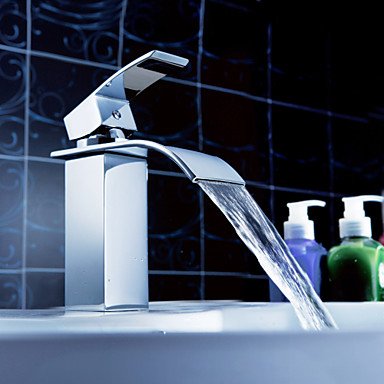 OOFAY TAPS® Elegant verlängerte Hoch Einhebel Mischbatterie Wasserhahn Armatur Waschtischarmatur Wasserfall Einhandmischer für Bad Badezimmer Waschbecken
