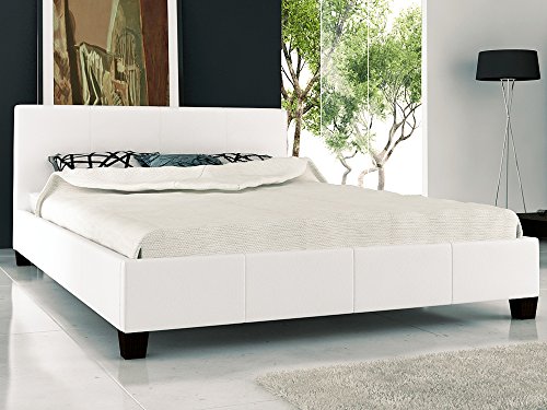 Polsterbett Weiß 180x200 mit Lattenrost Bett Doppelbett Ehebett (Weiß)