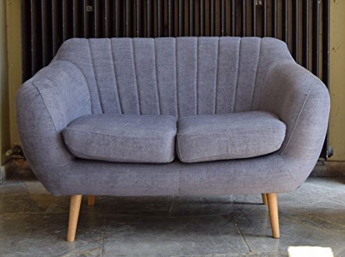 Retro Sofa Azure 2-Sitzer Stoff Graublau