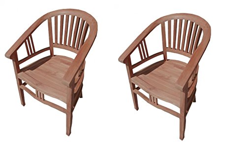 SAM® 2er Set Teak-Holz Massiv Gartensessel Moreno, Stuhl mit Armlehnen, für Balkon, Terrasse