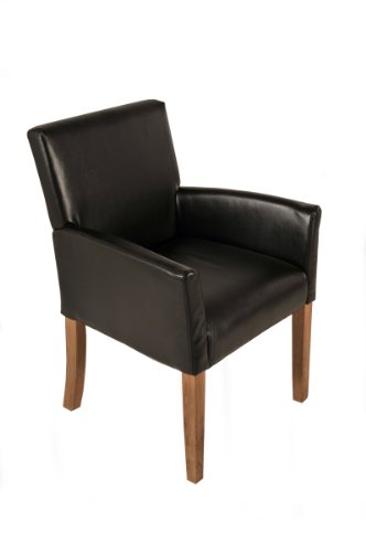 SAM® Esszimmer Armlehnenstuhl, Relaxsessel Badesi in braun, SAMOLUX®-Bezug, Stuhl mit eiche-farbenen Beinen aus Massiv-Holz, Esszimmerstuhl mit angenehmer Polsterung für hohen Sitzkomfort