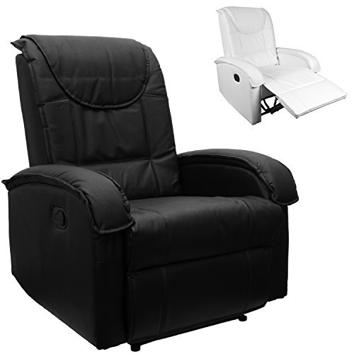 STILISTA TV Relaxsessel aus Echtleder, mit ausklappbarer Fußstütze, bequeme Polsterung, Farbe schwarz, schadstoffgeprüft