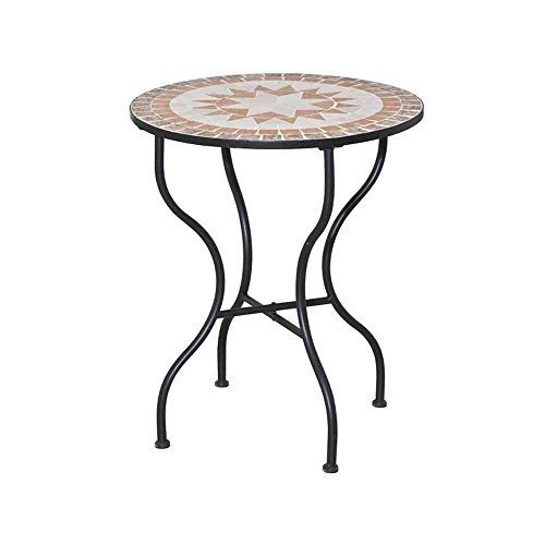 Siena Garden Tisch Finca, Ø70x71cm, Gestell: Stahl, pulverbeschichtet in schwarz matt, Fläche: Mosaik,Tischplatte: Keramik