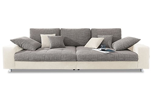 Sofa Bigsofa Tobi - Microvel./Webstoff Elfenbein/Pfeffer