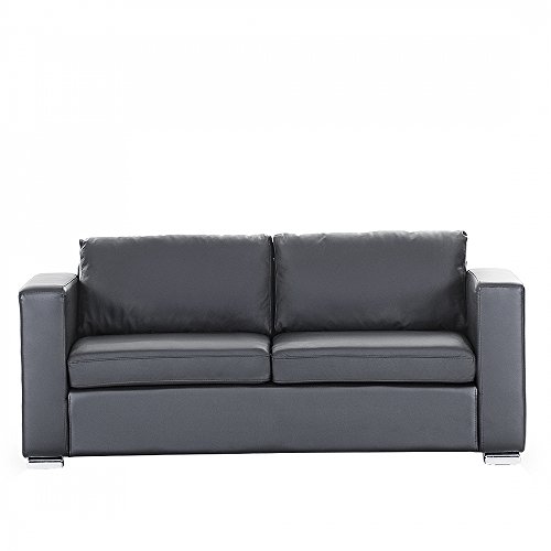 Beliani 3-Sitzer Sofa Leder schwarz HELSINKI