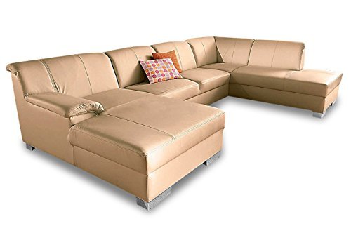 Sofa Couch Leder Wohnlandschaft Lino - Braun