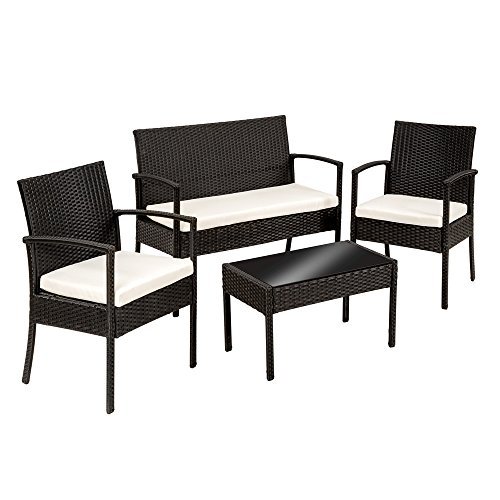 TecTake Poly Rattan Gartenmöbel Gartengarnitur Gartenset Sitzgruppe - diverse Farben - (Schwarz) TecTake Poly Rattan Gartenmöbel Gartengarnitur Gartenset Sitzgruppe - diverse Farben - (Schwarz)