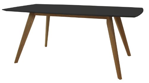 Tenzo 2180-024 Bess - Designer Esstisch, schwarz, Tischplatte MDF lackiert, matt, Untergestell Eiche massiv, 75 x 185 x 95 cm (HxBxT)