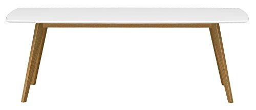Tenzo 2183-001 Bess Designer Esstisch, Tischplatte MDF lackiert, Matt, 75 x 220 x 95 cm, weiß / eiche