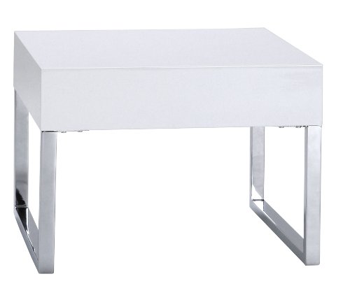 tenzo 3040-001 Scala Designer Beistelltisch/Couchtisch, lackiert, matt, Untergestell Metall, verchromt, 40 x 55 x 55 cm (H x B x T), weiß