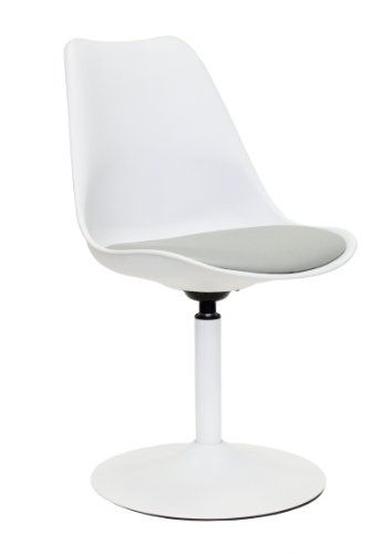 Tenzo 3303-412 TEQUILA - Designer Esszimmerstuhl Viva, Kunststoffschale mit Sitzkissen in Lederoptik, Untergestell Metall, pulverbeschichtet, 83 x 49 x 53 cm, weiß / grau