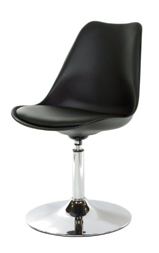 Tenzo 3309-824 TEQUILA - Designer Esszimmerstuhl, Kunststoffschale mit Sitzkissen in Lederoptik, Untergestell verchromt, 83 x 49 x 53 cm, schwarz