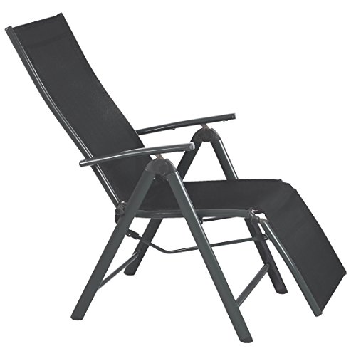 Ultranatura Aluminium Relax-Sessel mit Armlehne, Korfu-Serie, anthrazit, 73 x 60 x 112 cm