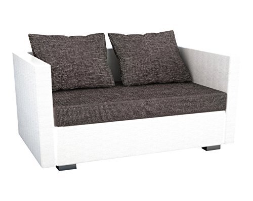 VCM 904087 2-er Couch "Sinsa" Kunstleder, Sofa mit Schlaffunktion, weiß