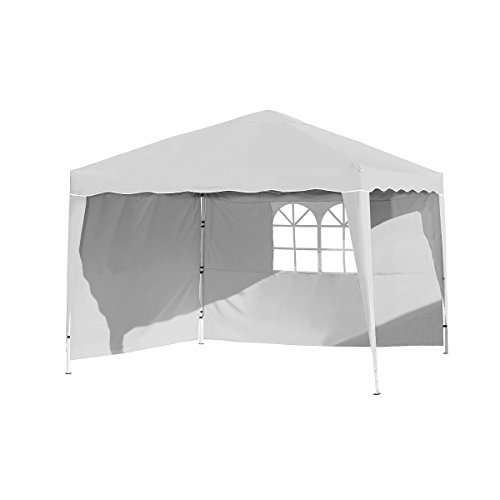 Vanage Pavillon Stella weiß aus Aluminium mit 4 Seitenwänden, 300x300x260cm, Faltpavillon einsetzbar als Gartenpavillon, Party- und Festzelt, Camping- und Festival-Zelt, Gartenmöbel