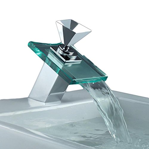 Wawoo® LED RGB Licht Wasserhahn Wasserfall Waschtischarmatur Armatur für Bad Badezimmer Küchen/ automatischem Farbwechsler durch Temperaturänderung