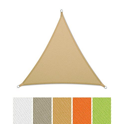 casa pura® Sonnensegel wasserabweisend imprägniert | Dreieck gleichseitig | Testnote 1.4 | UV Schutz | verschiedene Farben und Größen (sandfarben, 5x5x5m)