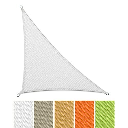 casa pura Sonnensegel Wasserabweisend imprägniert | Dreieck | Testnote 1.4 | UV Schutz | Verschiedene Farben und Größen (Weiß, 3,6 x 3,6 x 5,1 m)