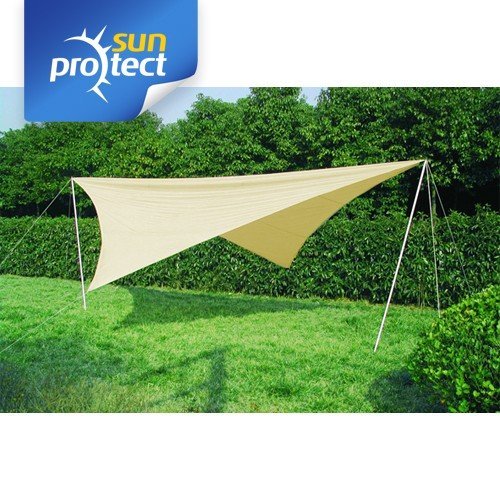 sunprotect X11002 Sonnensegel Komplett-Set, 4x4m Quadrat, Polyester, beige (1 Stück)