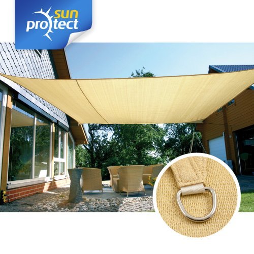 sunprotect 83230 Professional Sonnensegel, 6 x 4 m, rechteckig, wind- & wasserdurchlässig, beige