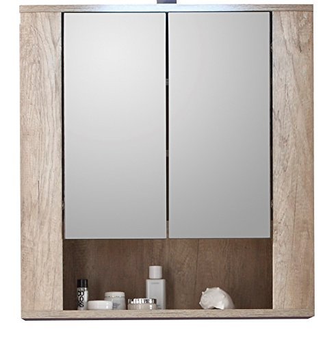 Trendteam 1408-503-26 Badezimmer Spiegelschrank Spiegel Star, 70 x 75 x 22 cm in Eiche Monument Dekor, Absetzung Touchwood Dunkelbraun ohne Beleuchtung