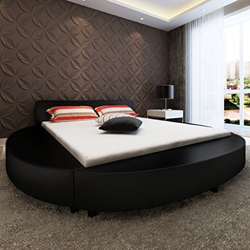 vidaXL Rundbett Doppelbett Bett + Matratze Kunstlederbett Bettgestell Lattenrost