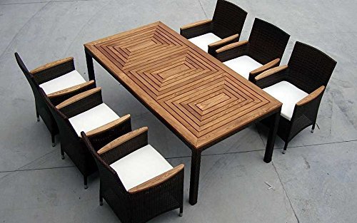 Baidani Gartenmöbel-Sets 10d00014.00002 Designer Garnitur Balance XXL, 1 Tisch, 6 Stühle, Sitzauflagen, braun
