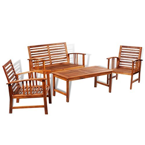 vidaXL Holz Sitzgruppe Gartenmöbel Essgruppe Gartengarnitur Tisch 2 Stühle Sitzbank