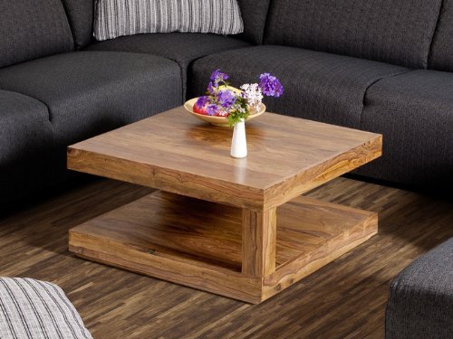 Couchtisch Wohnzimmertisch Tisch Palisander Massivholz 75x75 cm Massivholztisch
