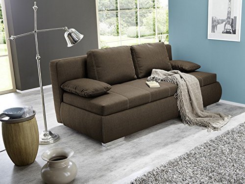 Dauerschläfer Schlafsofa Merlin 210x112cm braun, Sofa Boxspring Couch Doppelliege Schlafcouch