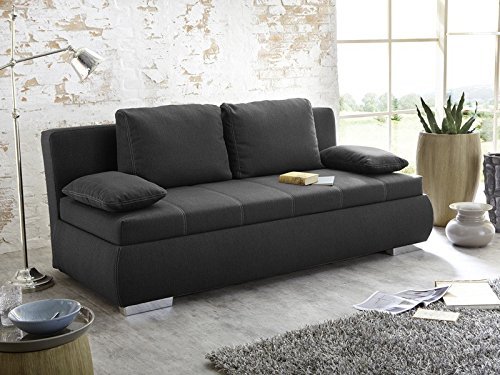 Dauerschläfer Schlafsofa Merlin 210x112cm dunkelgrau, Sofa Boxspring Couch Doppelliege Schlafcouch