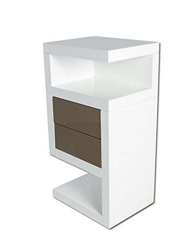 SAM® Boxspring Nachtkonsole Neomi Links weiß Hochglanz lackiert 40 cm breit rollbar zwei Schubladen