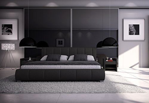 SAM® Design Premium Polster Bett Innocent 200 x 220 cm Latina in schwarz Polsterbett modernes Design hochwertige Verarbeitung