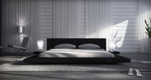 SAM® Polsterbett Black Pau in schwarz 180 x 200 cm inklusiv 2 Nachttischablagen modernes Design Wasserbett geeignet