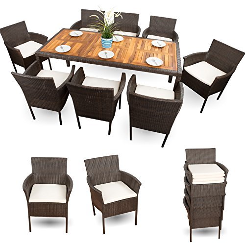 18-tlg. XXXL Gartenmöbel Set 8 Personen guenstig Lounge Garnitur 8+1 braun