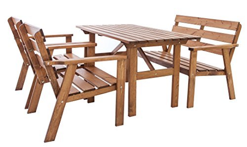 Ambientehome Garten Loungegruppe Sitzgruppe Essgruppe Massivholz HANKO, 4-teiliges Set