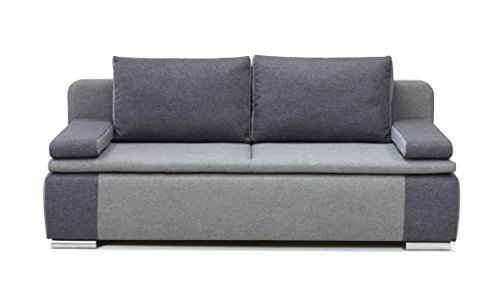 B-famous 100620 Lina Dauerschläfer-Sofa, feiner Strukturstoff, 87 x 201 x 88 cm, grau/hellgrau