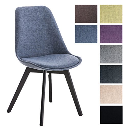CLP Design Retro Stuhl BORNEO Stoff mit Holzgestell schwarz, Materialmix aus Stoff und Holz, bis zu 8 Farben wählbar