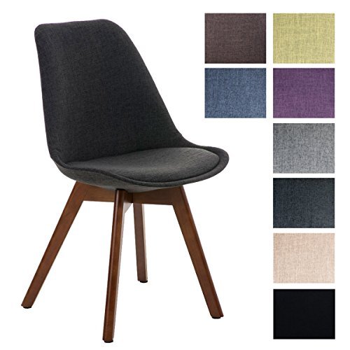 CLP Design Retro Stuhl BORNEO Stoff mit Holzgestell walnuss, Materialmix aus Stoff und Holz, bis zu 8 Farben wählbar