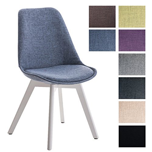 CLP Design Retro Stuhl BORNEO Stoff mit Holzgestell weiß, Materialmix aus Stoff und Holz, bis zu 8 Farben wählbar