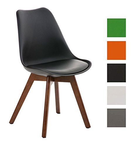CLP Design Retro Stuhl BORNEO mit Holzgestell walnuss, Materialmix aus Kunststoff, Kunstleder und Holz, bis zu 5 Farben wählbar